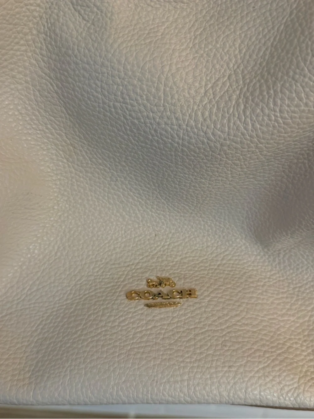 Coach Two-Tone Pebbled Leather Shoulder Bag in Cream, Tan & Black - Picture 3 of 7